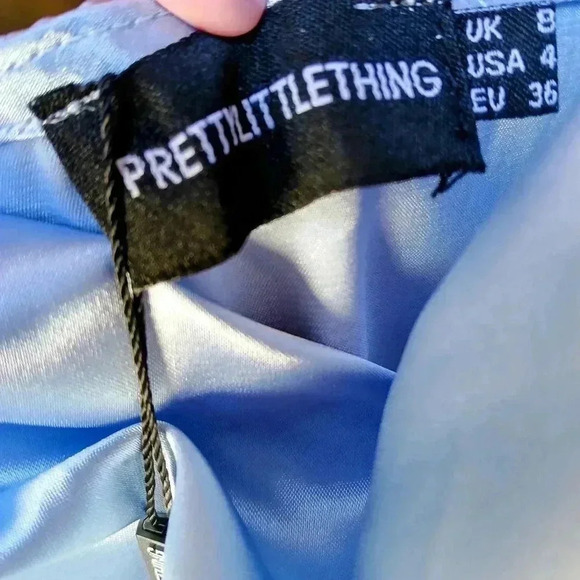 Pretty Little Thing dusty blue satin cowl neck midi dress - Picture 6 of 6